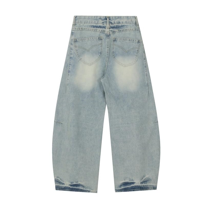 Men's Jeans American Patchwork Retro Loose Wide-Leg Casual Commute Daily Pants3