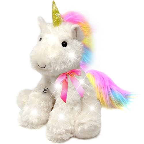 Image of The Noodley Rainbow Lites Color Changing Light up Unicorn Stuffed Animals for Girls Plush Sleep Toy Soft Night Light 16 inch
