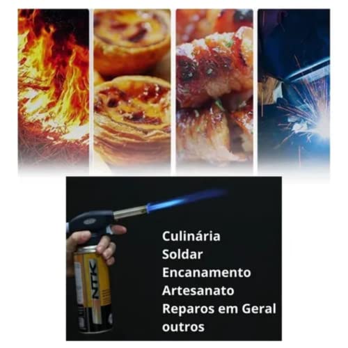Kit 2 Maçarico Profissional Portátil Culinário Gourmet Regulagem Chama