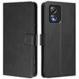LMFULM® Hülle für Boost Mobile Celero 5G (6,52 Zoll) PU Leder Hülle Brieftasche Lederhülle Magnetverschluss Handytasche Stand Ledertasche Flip Cover Holster Schwarz