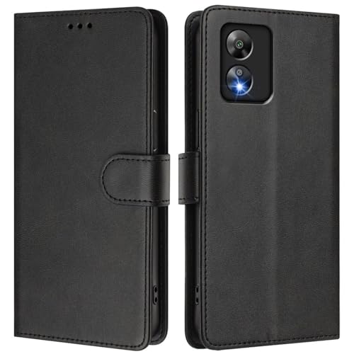 LMFULM® Hülle für Boost Mobile Celero 5G (6,52 Zoll) PU Leder Hülle Brieftasche Lederhülle Magnetverschluss Handytasche Stand Ledertasche Flip Cover Holster Schwarz