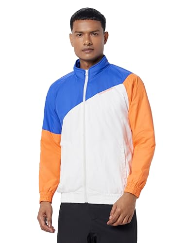 Image of The Indian Garage Co Men Regular Fit Colorblocked Wind Cheater