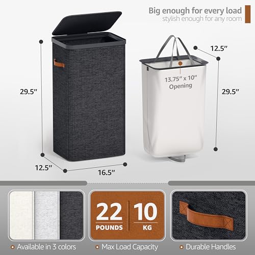 Sorbus Laundry Hamper with Lid - Collapsible Fabric Laundry Basket with Handles and Removable Laundry Bag – 26.5 Gallon (100 L) Dirty Clothes Hamper for Bedroom, bathroom and dorm (Black) — view 2