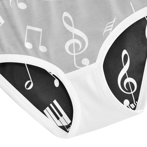 White Musical Notes Black Toddler Underwear Girls, Cotton Girls Underwear, 2T–8 Years4