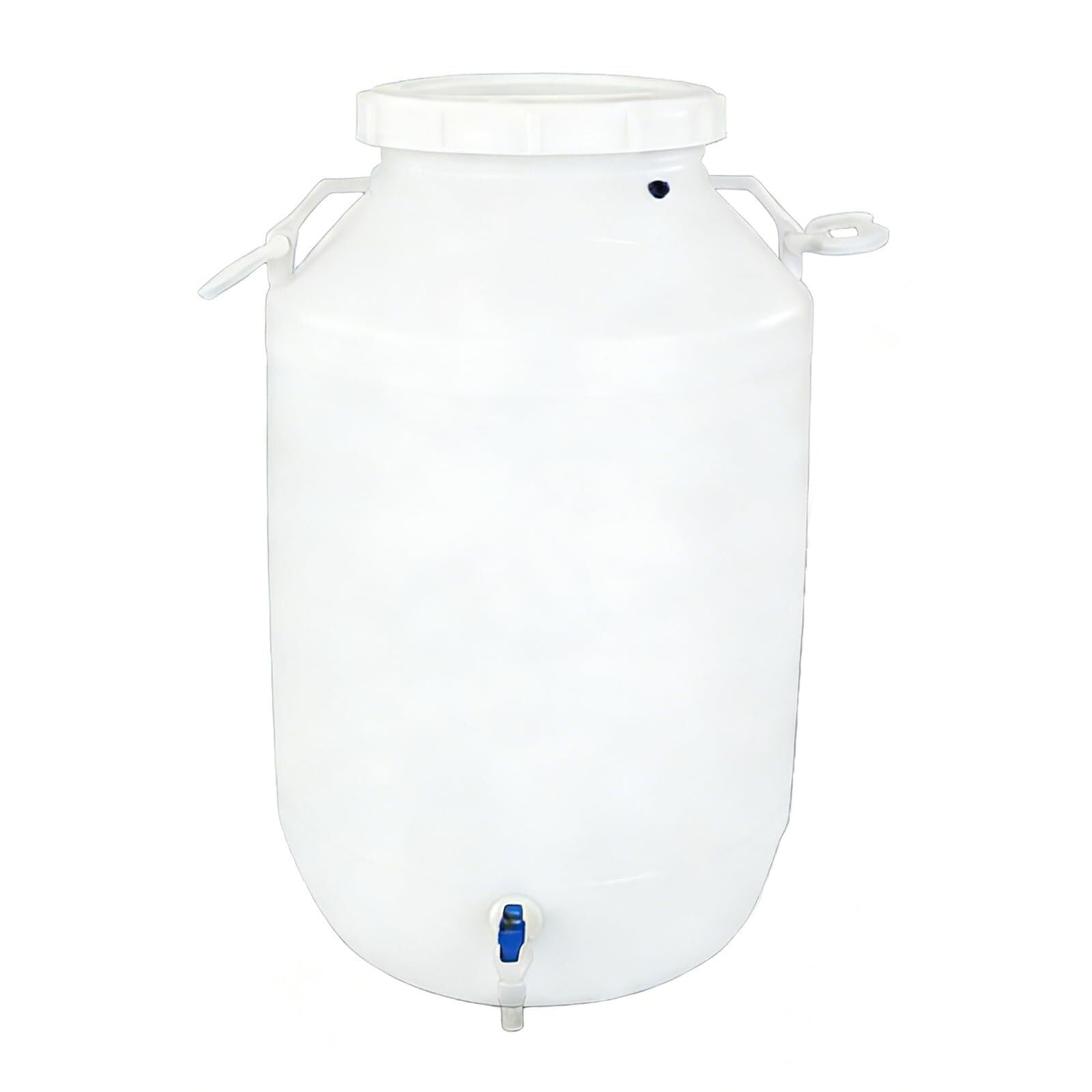JIESOO Rain Barrels Plastic Water Storage Container with Faucet Camping Rain Barrel, Food Grade Bucket for Safe & Storage，Shipping(White,100L)