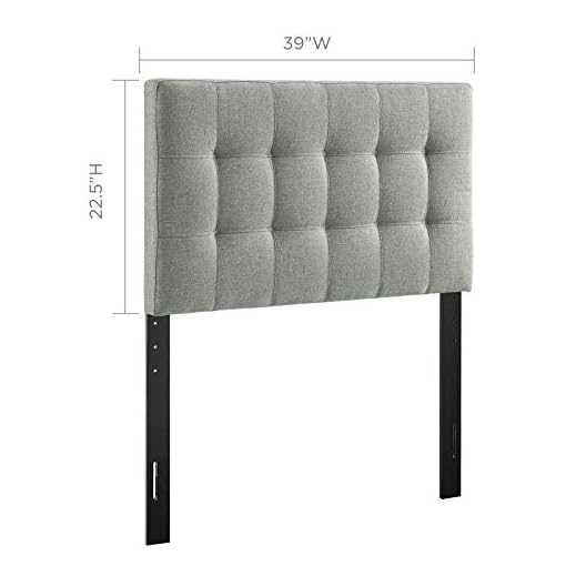 Modway Lily Tufted Linen Fabric Upholstered Twin Headboard in Gray