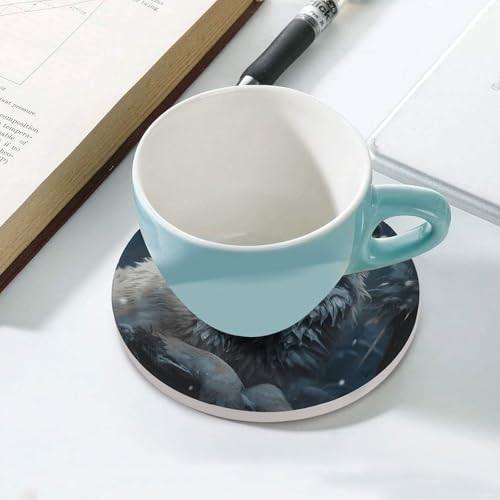 Dessous de verre absorbant céramique loup anti trace eau table base liège - 6