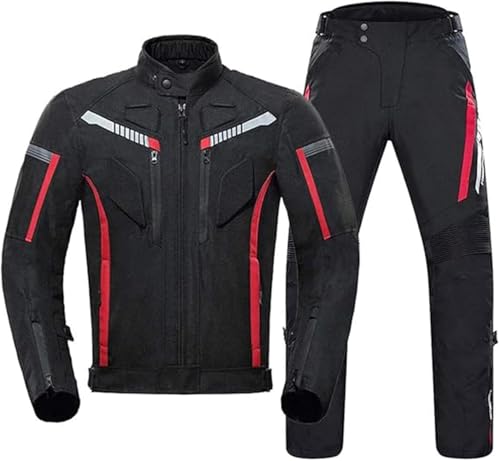 JuanNest Motorrad Kombi Herren 2Teilig Mit Protektoren,Motorrad Bekleidung Mit Herausnehmbares Thermofutter, Wasserdicht, Winddicht Motorrad 600D Oxford Motorradbekleidung Männer,Bikerjacke B,XL