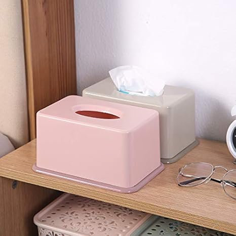 Desktop Tissue Box Holder Modern Dustproof Easy Holder Tissue Wipe Container Napkin Storage Organizer(Pink)