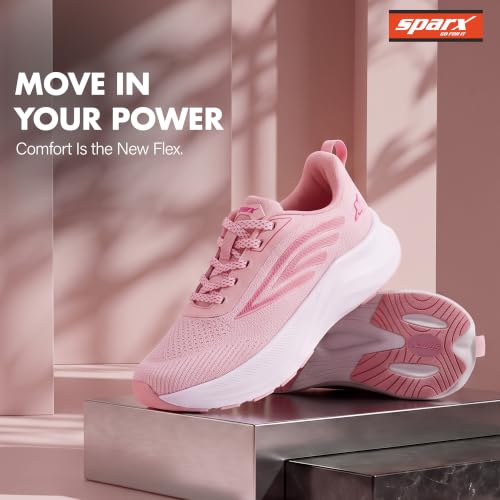 Image of SPARX Sports Running Shoes for Women - Lightweight Breathable Lace-Up Athletic Shoes with Cushioned Comfort, Shock Absorption, Durable Grip, Flexible Sole & Everyday Walking Performance