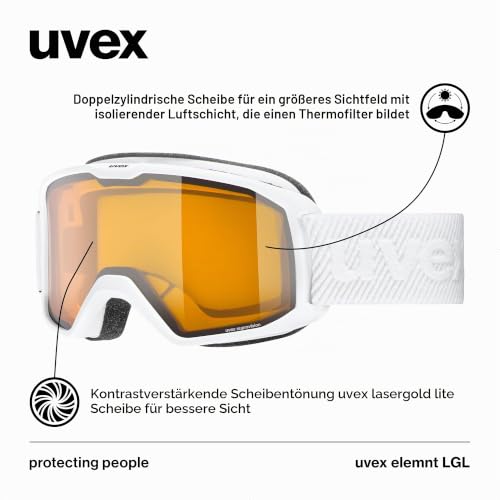 Uvex elemnt LGL Skibrille, white/lasergold lite-clear, one size – Ansicht 4