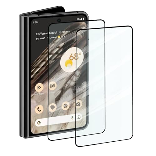 Guizzcg 2 Pack Screen Protector for Goo-gle Pixel Fold 2023 2 Tempered Glass Screen Protector Case Friendly Scratch Resistant HD-Clear Clear Black