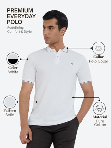 Image of Raymond Contemporary Fit Pure Cotton Solid Pattern Polo Neck Casual T-Shirt