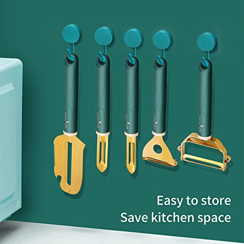 Vandhome Mulitfunctional Fruit Vegetable Peeler, Kitchen Gadgets Carrot Potato Peeler With Stainless Steel Slicer Blades, Non-Slip Silicone Handle, Dishwasher Safe (Green-A) #TOP4