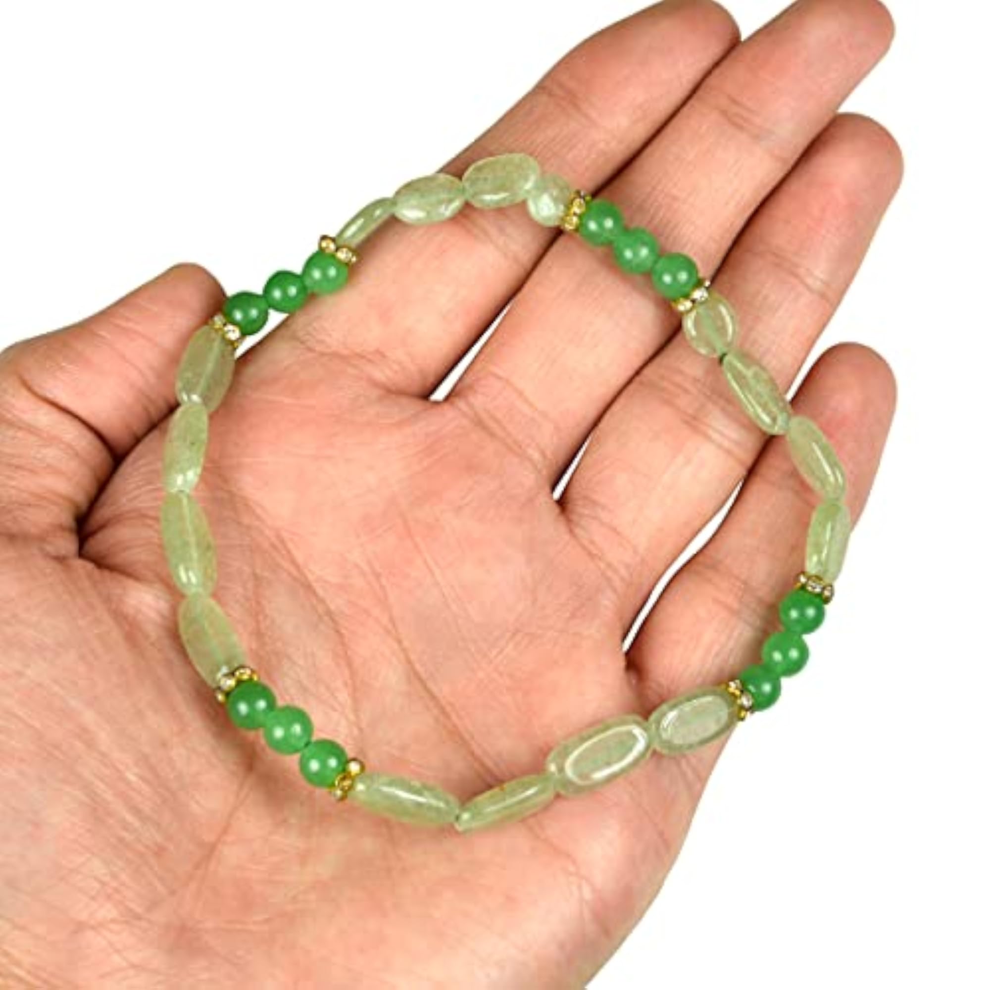 Multi-Colour Crystal Stone Anklet with Green Jade & Aventurine