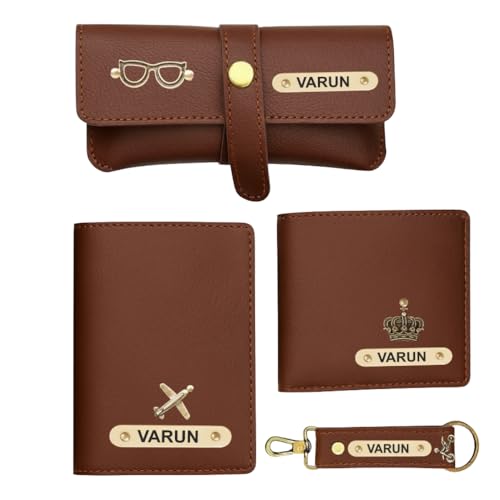 Image of YOUR GIFT STUDIO Customized Leather Men's Wallet Gift Hamper Set | Gift for Man | Gifts for Man | Wallet Accessories Combo Set for Husband Boyfriend Father | Birthday Gift for Men (Brown)
