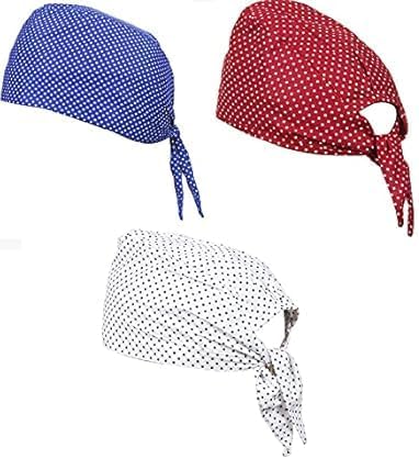 Czapka z czaszką Patka Durag z czystej bawełny, regulowana, odprowadzająca pot opaska na głowę, wkładka do kasku dla jeźdźców, sport i chemia, kolor: niebieski, bordowy, biały