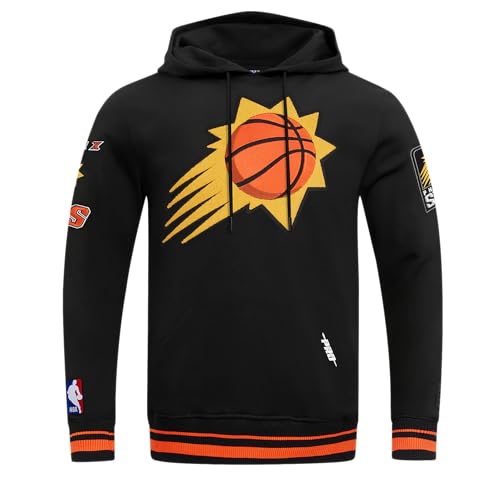 Image of Pro Standard Men's NBA Retro Classics Ribbed Fleece Pullover Hoodie Hooded Sweatshirt, Black/Orange, XXL
