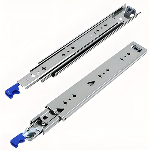 Heavy Duty Drawer Slides 53mm Wide, Full Extension Drawer Slides, Side Mount Ball Bearing Rails, 120kg Load Capacity, Full Extension Runners for Cabinets, Vans, Workbench, 1 Pair(with Lock,44 in)
