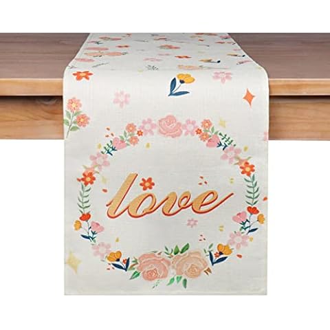 Dololoo Table Runner 13x72 Inch, Summer Seasonal Anniversary Rustic Holiday Kitchen Dining Table Decoration for Indoor Outdoor Home Party Décor Cover
