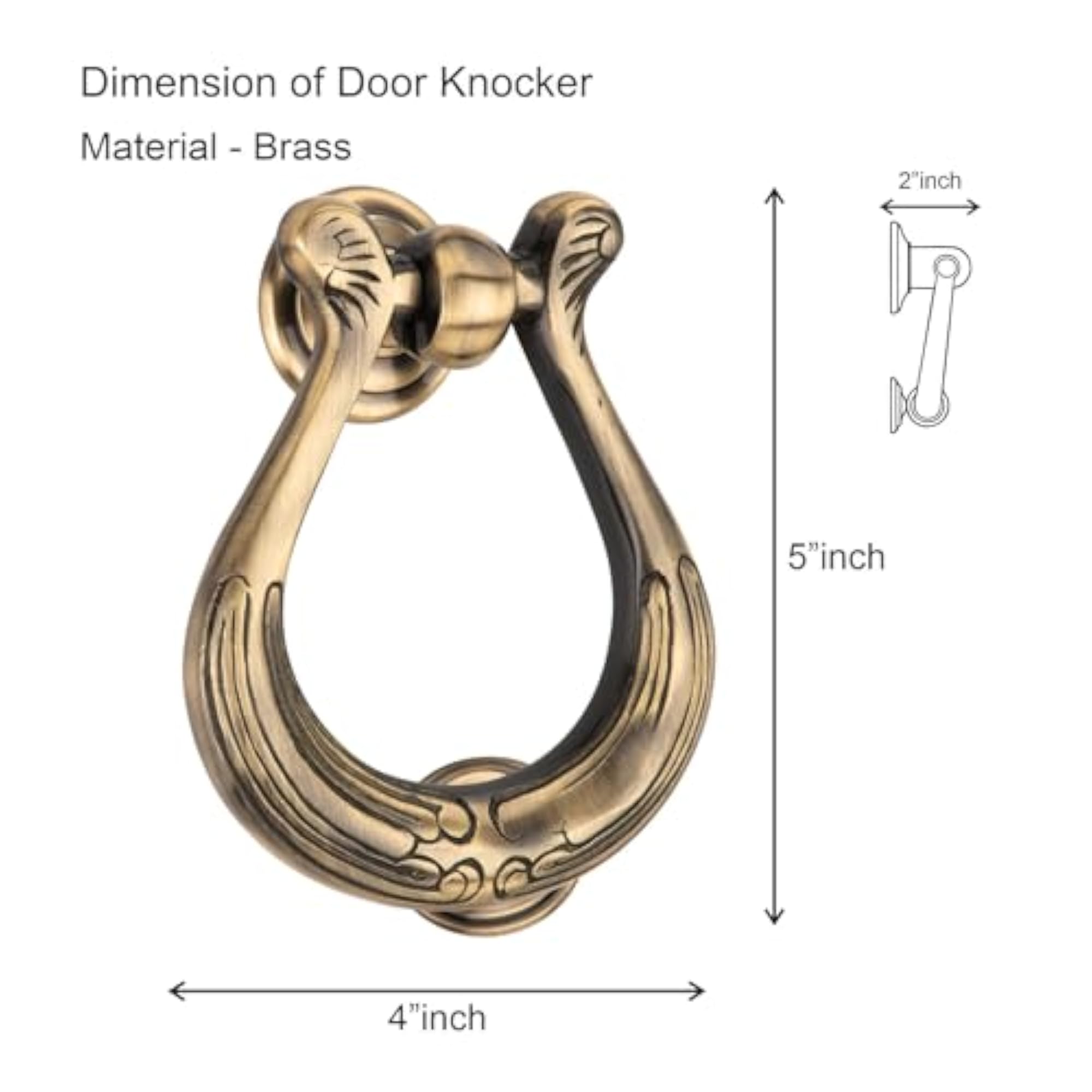 Brass Door Knocker for Front Door, Pack of 5