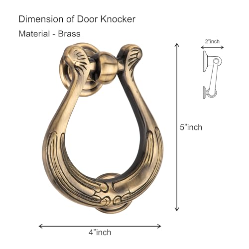 Image of COMPASS Rapid Door Knocker | Door Knocker | Handmade Door Knocker for Front Door Brass | 5 inch | Pack of 1