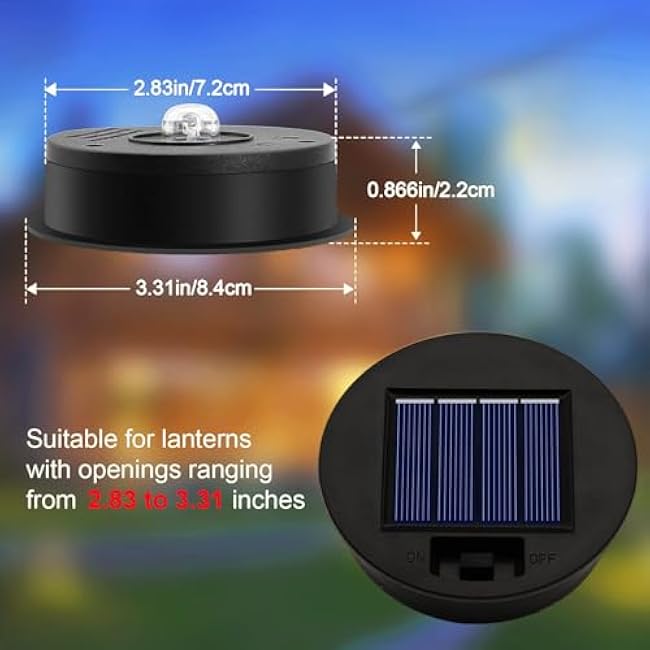 Solar Light Replacement Top Parts 4 Pack(Top Size 3.31 inch,Bottom Size 2.83 inch) 7 Lumens Lantern Lids Waterproof LED Replacement Light Decorations for Outdoor Garden, Patio,Pathway,Yard,Warm White