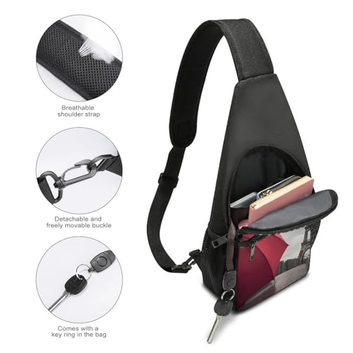 Mochila deportiva tipo sling blanca con estampado miniatura 4