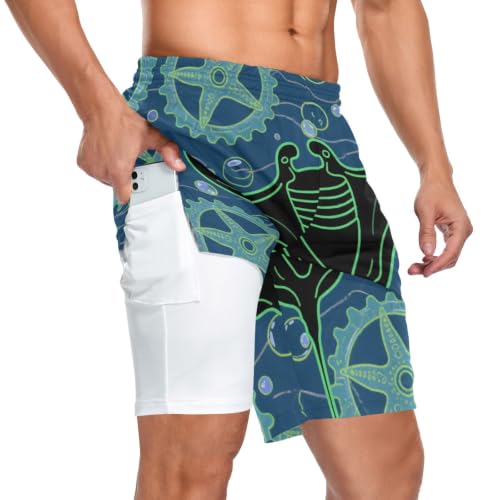 Short de sport double couche pour homme léger avec poche téléphone running