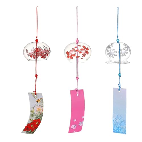 Fahibin 3 Carillones Japoneses de Viento Rosa,Carillones de Viento Japoneses,para Regalo de cumpleaños y decoración para el hogar