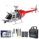 Hylukon C138 Remote Control Helicopter, 1:33 Scale Bell206 Helicopter 2.4G 4CH RTF Single Propeller Aileron Free, Six-axis Gyroscope, Modular Battery, One-Touch Function Gift for Adults 2 Batteries