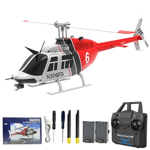 Hylukon C138 Remote Control Helicopter, 1:33 Scale Bell206 Helicopter 2.4G 4CH RTF Single Propeller...