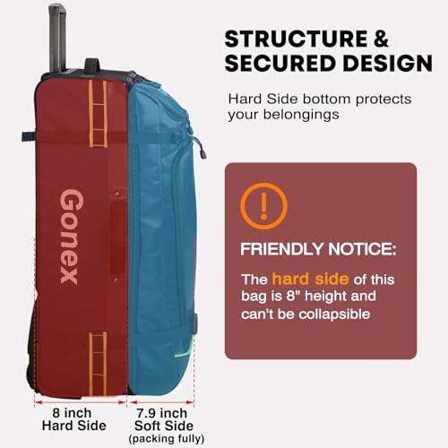 Gonex Rolling Duffle Bag with Wheels, 100L Water Repellent Large Wheeled Travel Duffel Luggage with Rollers 33 inch, Olive Green by Gonex - Image 6