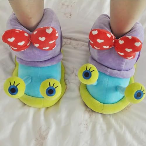 LIZIFIMO Women's Winter Lovely Warm Gary Snail Shape Cotton Slippers Girls House Indoor Plush Shoes4