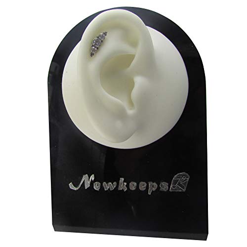 image for NewkeepsR 16G G23 Titanium Internally Threaded Cubic Zirconia Crescent