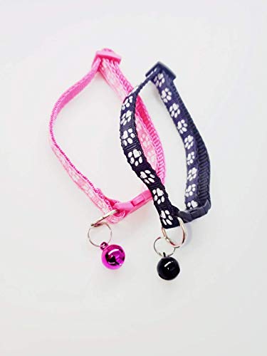 Image of Nylon Kittu Pets 2Pcs Breakaway Bowtie Cat Collar -Cat Collar With Bell Kitten Collars With Bell Charm, Solid & Safe, 32x1 Cm, Mixed Colors, Multicolor,Small