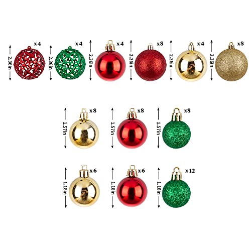 Njn 100Pcs Christmas Ball Ornaments, Shatterproof Christmas Ornaments Set With Hand-Held Gift Package For Xmas Tree Red Green And Gold #TOP2