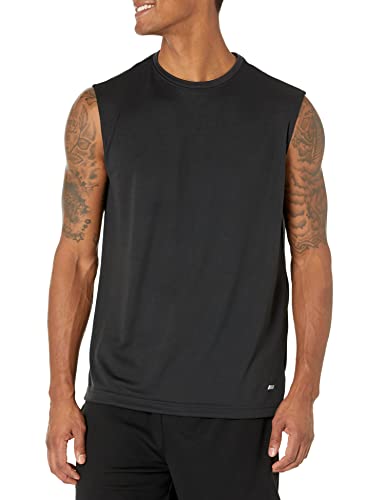 Amazon Essentials Men's Gym Tank Tops, Moisture-Wicking Dry Fit Breathable Muscle Shirts, Pack of 2, Black/Grey, Large view 3
