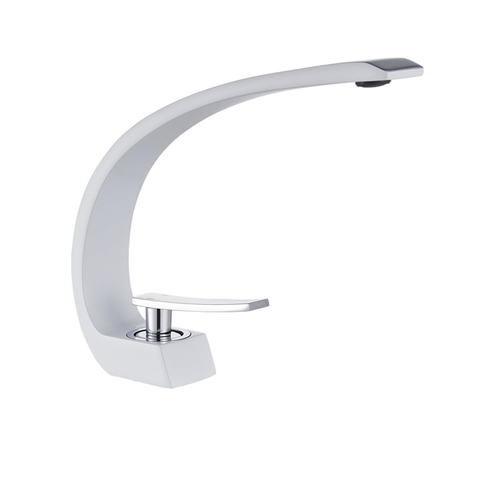 Mitigeur de lavabo cascade blanc et chrome pour vasque à poser moderne
