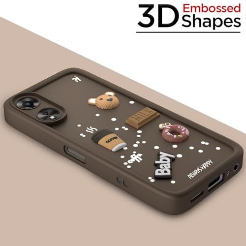 Image of Bintage Cute Fun Taddy Cartoon 3D Ball Bear Milk Cake Coffee Silicon Case Full Body & Camera Protection Back Cover Compatible for Oppo K14 5G - Brown