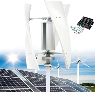 Fablestoryem 14000W Garden Vertical Wind Turbines Generator Kit, 12V/24V/48V/110V/220V Small Three-Phase AC Vertical Wind Turbine with MPPT Controller, for Industrial Energy Equipment,White-12V