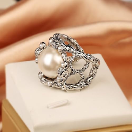 Pearl Ring Hollow open ring CZ Ring 925 Silver fashion Ladies ring Cubic Zircon oxide ring Wedding ring Women Jewelry Rings Statement4