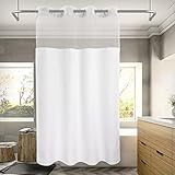 Voguease Stall Size Shower Curtain with Snap-in Liner - Hotel Grade Waffle Weave Fabric, Machine Was
