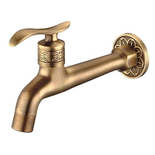 Taps, Antique Solid Brass Bathroom Mop Sink Faucet Laundry Wall Mount Washing Machine Cold Water Taps Tub Mixer Tap(Antique A1)