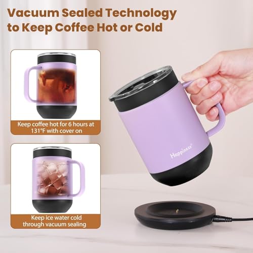 Image of Happiness Smart Heated Coffee Mug,Rechargeable Electric Self Heating Temperature Control Coffee Cup Gifts for Mom Dad Women Men
