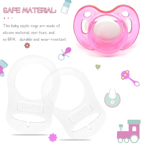 Silikon-Knopf-Ring, 6 Stück Schnuller Adapter,Silikon Baby Dummy Schnuller Halter Clip Adapter Ring für Schnuller, Silikon-Knopf-Ring (Transparente Farbe)