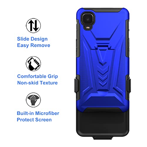 Ailiber Case For Alcatel Tcl A3(A509Dl), Tcl A30/Tcl A3 Phone Case Holster With Screen Protector, Swivel Belt Clip Holster Kickstand Holder, Heavy Duty Full Body Rugged Cover For Alcatel Tcl A3-Blue #TOP4