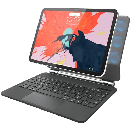 Rii Teclado para iPad, Magnético Flotante Diseño con Trackpad, con 7 Colores de Retroiluminación, Layout Español (para iPad 10)