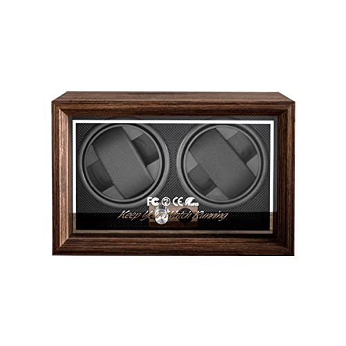 WYMAMJK Double Watch Winder for Automatic Watches with Quiet Japanese Marlboro Motor,5 Rotation Mode AC Adapter or USB Powered (Walnut Double)
