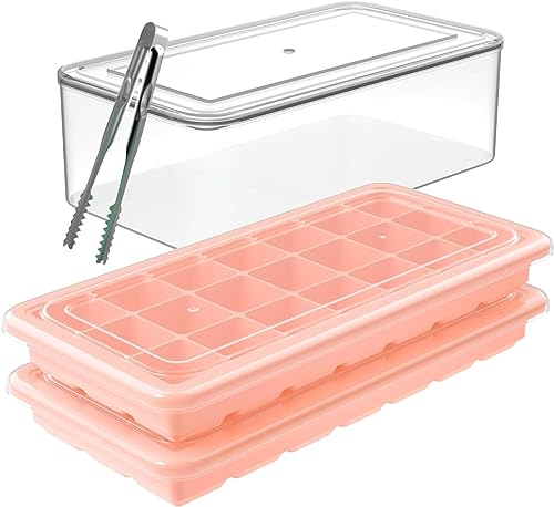 GGOW Ice Cube Tray with Lid and Bin: Stackable Covered Ice Cube Maker for Freezer - 2Pack Easy Release Flexible Ice Trays Making 1.25inch Ice Cubes - Removable Lidded Ice Cube Freezing Tray GGOW Ice Cube Tray with Lid and Bin: Stackable Covered Ice Cube Maker for Freezer - 2Pack Easy Release Flexible Ice Trays Making 1.25inch Ice Cubes - Removable Lidded Ice Cube Freezing Tray